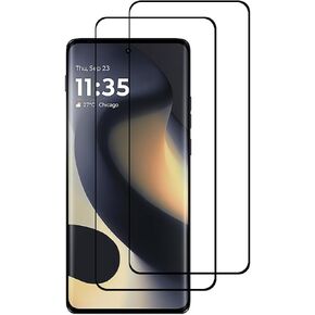 [2 Pack For Motorola Moto Edge 2024 Black 3D Curved Protective Tempered Glass Screen Protector