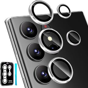 imluckies Camera Lens Protector for Samsung Galaxy S23 Ultra (2023), Scratch-resistant Tempered Glass Back Camera Lens Protector, Aluminum Alloy Full Fit Lens Ring Cover, Black