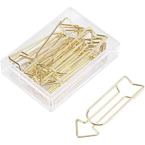 12PCS Gold Cute Paper Clips Arrow Shaped Small Bookmark Clips for School Office Home Wedding Women Girls Students Stainless Steel