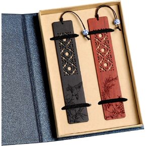 Wooden Bookmark Engraved Book Mark Vintage Style Best Unique Gifts Set for Book Lovers,Women,Men,Teacher,Birthday Present