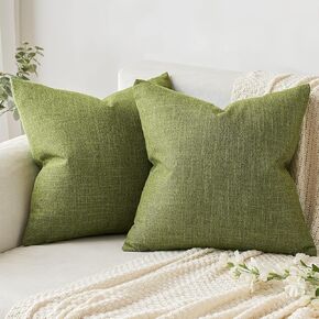 MIULEE Pack of 2 Decorative Throw Pillow Covers Linen Burlap Square Solid Farmhouse Modern Concise Throw Cushion Case Pillowcase for Sofa Car Couch 12x20 Inch 30x50 cm Taupe