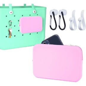 Phone Holder for Bogg Bag Pouch for Bogg Bag Accessories for Original Bogg Bag with 4 Key Hooks for Bogg Beach Universal Zipper Pouch for Bogg Bag Wallet for XL Bogg Bag Phone Holder White