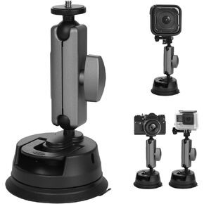 Action Camera Mount, 360 Degree Rotating Windshield & Car Window Camera Mount for Most Camera Suction Cup Camera Holder Action Camera Accessories Compatible with DJI OSMO Pocket 3 GoPro Insta360