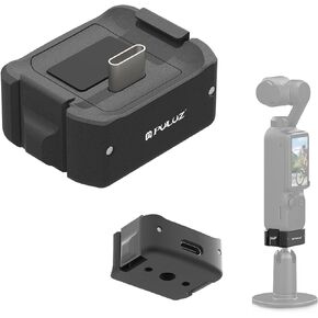 PULUZ Charging Adapter Base for DJI OSMO Pocket 3,USB-C/Type-C Aluminum Alloy Stabilizer Base Bracket,1/4 Threaded Hole and Connector on The Bottom for Mounting to Tripods, Selfie Sticks