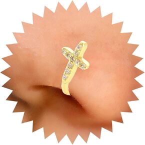 Punk Crystal Cross Nose Ring Gold Cross Nose Cuff Hoop Ring Vintage Cross Fake Nose Ring Non Pierced Nose Ring Gothic Clip On Nose Ring Jewelry for Women