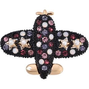 خمر حجر الراين كريستال طائرة بروش دبوس مضيفات موحدة الطائرة بروش مجوهرات فضية اللون in Kuwait