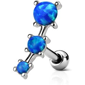 Forbidden Body Jewelry 16g Synthetic Opal Stone Curved Surgical Steel Cartilage/Helix Earring