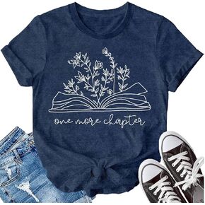 LBP Bookworm Women Reading Shirt One More Chapter Shirt Floral Book Shirt Book Lover Gift Teacher Tops