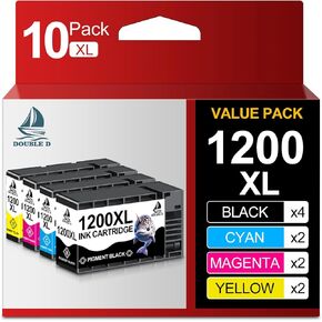 DOUBLE D Maxify 1200 Ink Cartridges Compatible for Canon PGI-1200XL PGI 1200 XL Pigment, High Yield Work with Maxify MB2720 MB2050 MB2350 MB2320 MB2020 MB2120 (4BK,2C,2M,2Y) 10 Pack