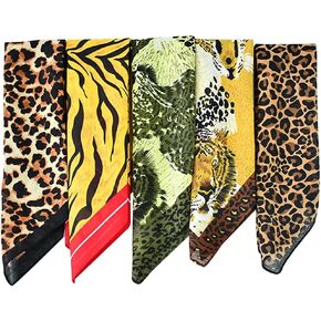 Animal Print Bandana Leopard Print Tiger Stripe Orange Green Hip Hop Bandana Square Cotton Hippy Men Women 5 Pack