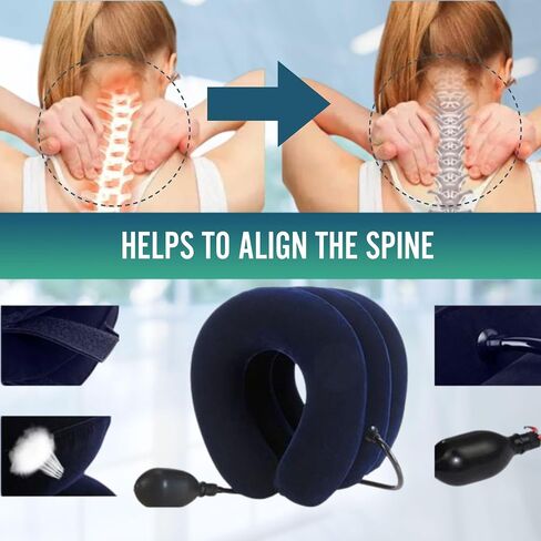 Inflatable Cervical Traction Cushion Device Neck Pain Relief at Home - Cervical Neck Traction Pillow - Neck Decompression Pillow Inflatable Cervical Collar Neck Pinched Nerve Relief in Saudi Arabia