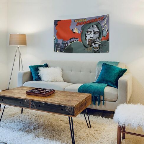 AuLYn مضحك MF مغني الراب الموت نسيج ألبوم الموسيقى غطاء نسيج 3x5Ft نسيج غرفة الفن ديكور نسيج الزينة الجدار شنقا الهدايا للمراهقين غرفة نوم غرفة المعيشة، الأخضر in Kuwait