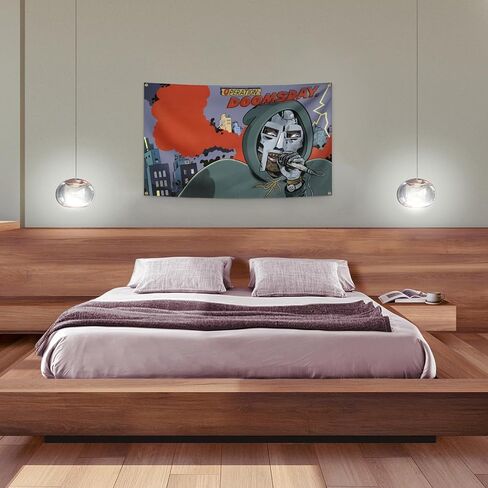 AuLYn مضحك MF مغني الراب الموت نسيج ألبوم الموسيقى غطاء نسيج 3x5Ft نسيج غرفة الفن ديكور نسيج الزينة الجدار شنقا الهدايا للمراهقين غرفة نوم غرفة المعيشة، الأخضر in Kuwait