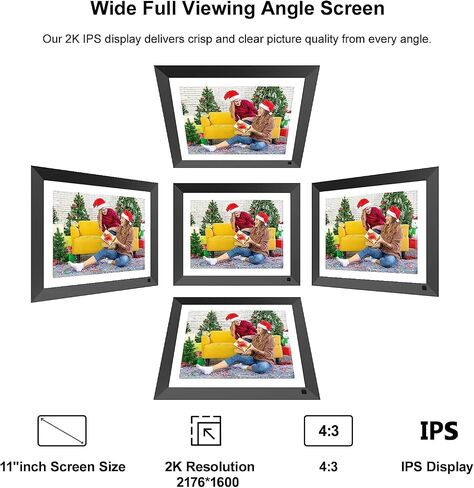 11-inch WiFi Digital Photo Frame- FULLJA Digital Picture Frame, 2K FHD IPS Touch Screen, 32GB, Stereo Music, Share Photos and Videos via App and Email from Anywhere, Free Unlimited Cloud Storage in Saudi Arabia