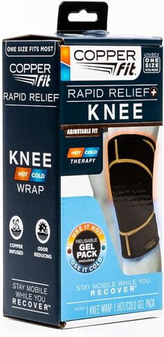 غطاء ركبة من كوبر مناسب للبالغين من الجنسين مع دعم للبطن للعلاج البارد/البارد، أسود، قابل للتعديل in Kuwait