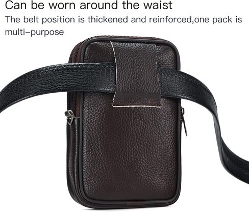 new genuine leather small bag, trendy small bag, men's shoulder bag, crossbody bag, mobile phone bag, waist bag, men's casual versatile small bag(coffee color) in Saudi Arabia