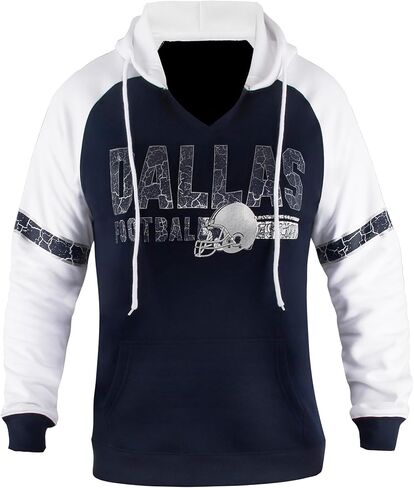 Womens Football City Fans V Neck Raglan Vintage Athletic Hoodies Pullovers Fleece Sweatshirts - Navy & White in Saudi Arabia