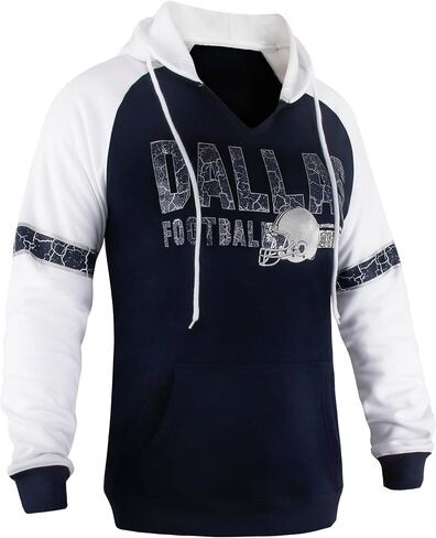 Womens Football City Fans V Neck Raglan Vintage Athletic Hoodies Pullovers Fleece Sweatshirts - Navy & White in Saudi Arabia