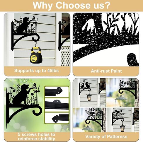Iron Plant Hangers Hooks for Outdoor Indoor Hanging Plants Fern Pots, Lantern, Bird Feeder, Wind Chimes, 12"x14" Cat Weather Resistant Metal Wall Brackets Holder for Porch, Garden, Home(Cat) in Saudi Arabia