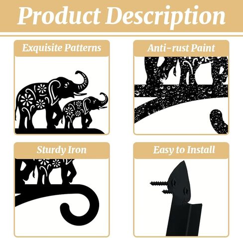 Iron Plant Hangers Hooks for Outdoor Indoor Hanging Plants Fern Pots, Lantern, Bird Feeder, Wind Chimes, 12"x14" Cat Weather Resistant Metal Wall Brackets Holder for Porch, Garden, Home(Cat) in Saudi Arabia