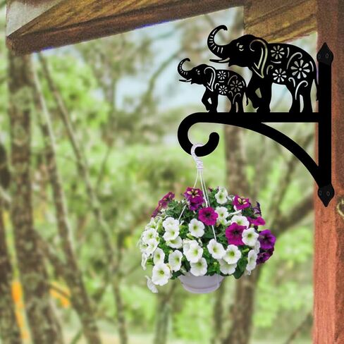 Iron Plant Hangers Hooks for Outdoor Indoor Hanging Plants Fern Pots, Lantern, Bird Feeder, Wind Chimes, 12"x14" Cat Weather Resistant Metal Wall Brackets Holder for Porch, Garden, Home(Cat) in Saudi Arabia
