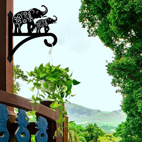 Iron Plant Hangers Hooks for Outdoor Indoor Hanging Plants Fern Pots, Lantern, Bird Feeder, Wind Chimes, 12"x14" Cat Weather Resistant Metal Wall Brackets Holder for Porch, Garden, Home(Cat) in Saudi Arabia