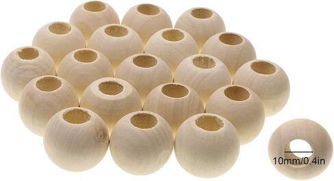 Penta Angel 25mm Diameter 3/8" Hole Unfinished Natural Color Round Wood Beads Loose Spacer Wooden Beads Christmas Ornament Craft Bead for DIY Jewelry Making Bracelet Finding Charms, 50PCS in Saudi Arabia