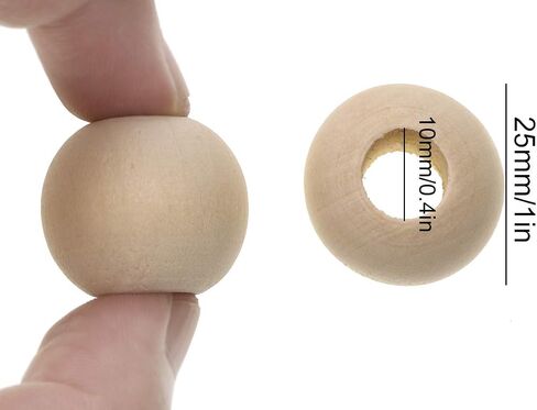 Penta Angel 25mm Diameter 3/8" Hole Unfinished Natural Color Round Wood Beads Loose Spacer Wooden Beads Christmas Ornament Craft Bead for DIY Jewelry Making Bracelet Finding Charms, 50PCS in Saudi Arabia