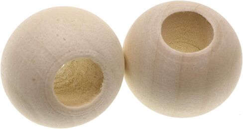 Penta Angel 25mm Diameter 3/8" Hole Unfinished Natural Color Round Wood Beads Loose Spacer Wooden Beads Christmas Ornament Craft Bead for DIY Jewelry Making Bracelet Finding Charms, 50PCS in Saudi Arabia