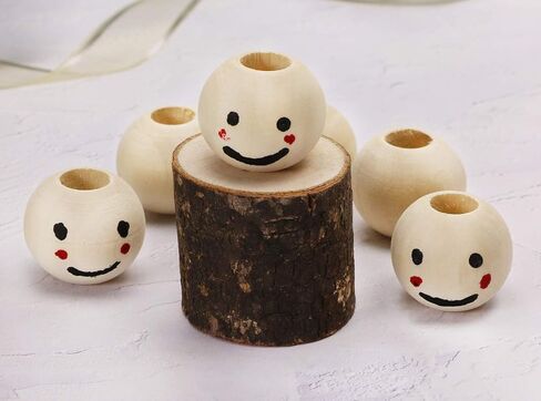 Penta Angel 25mm Diameter 3/8" Hole Unfinished Natural Color Round Wood Beads Loose Spacer Wooden Beads Christmas Ornament Craft Bead for DIY Jewelry Making Bracelet Finding Charms, 50PCS in Saudi Arabia