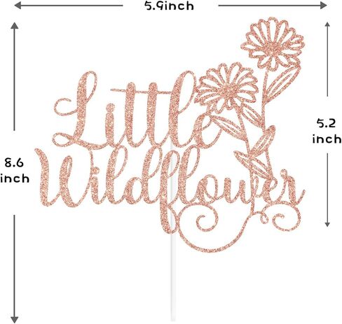 غلاف كعكة الزهرة البرية الصغيرة باللون الذهبي اللامع، إنها زهرة برية/مرحبًا بطفلة/طفلة حلوة، لوازم زينة لحفلات استقبال المولود الجديد بطابع زهرة برية مرحة للفتيات الصغيرات in Kuwait