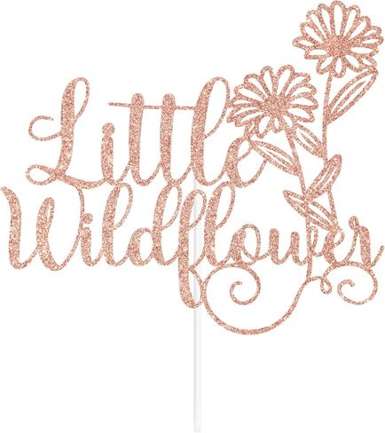 غلاف كعكة الزهرة البرية الصغيرة باللون الذهبي اللامع، إنها زهرة برية/مرحبًا بطفلة/طفلة حلوة، لوازم زينة لحفلات استقبال المولود الجديد بطابع زهرة برية مرحة للفتيات الصغيرات in Kuwait