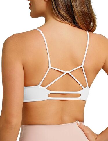 ABOCIW Womens Strappy Sports Bra V Neck Spaghetti Thin Strap Low Impact Gym Yoga Bra Workout Crop Top in Saudi Arabia
