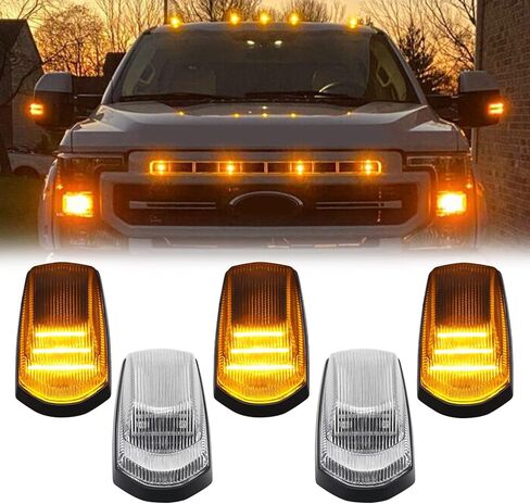 مصابيح R&F Auto 5 قطع LED لسقف الكابينة متوافقة مع F-250 F-350 F-450 F-550 Super Duty (2017-2022) مصابيح تشغيل سقف الشاحنات الصغيرة عدسات شفافة in Kuwait