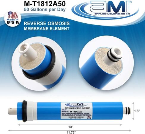 APPLIED MEMBRANES INC. 100 GPD غشاء التناضح العكسي | استبدال فلتر المياه بغشاء RO لنظام تنقية المياه بالتناضح العكسي | توافق عالمي 1.8 × 12 بوصة | صنع فى أمريكا in Saudi Arabia