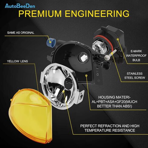 Fog Lights Lamps for BMW 3 Series (323i 325i 325xi 328i xdrive 330xi 335d 335i 328xi 335xi 330i Sedan E90 / Wagon E91), (w/o Sport Package) 2006 2007 2008 2009, 1 Pair (Yellow) in Saudi Arabia
