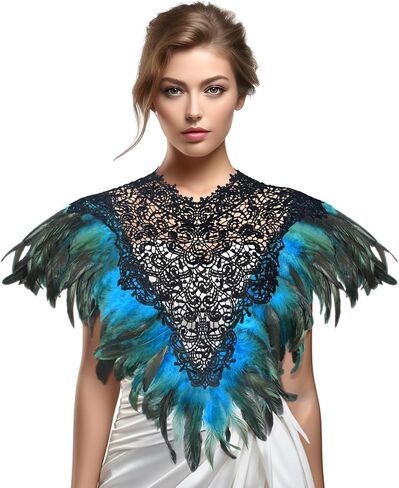 Black Feather Shawl for Women Witch Wings Masquerade Cape Halloween Costumer Accessories in Saudi Arabia