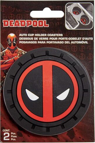 Plasticolor 001965R01 Marvel Comics Deadpool Auto Car Truck SUV Cup Holder Coaster 2-Pack in Saudi Arabia