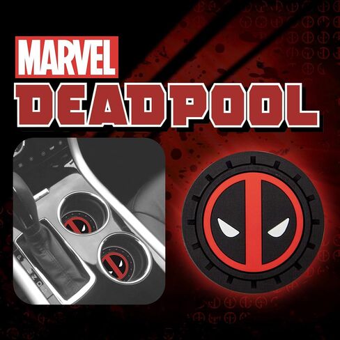 Plasticolor 001965R01 Marvel Comics Deadpool Auto Car Truck SUV Cup Holder Coaster 2-Pack in Saudi Arabia