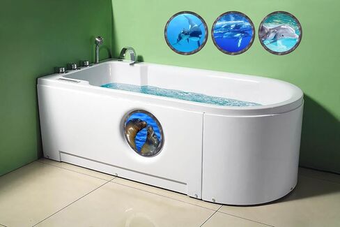 4 PCS Ocean World Wall Window Stickers, 11 Inches Porthole 3D Sea Turtle, Shark, Dolphin Window Sticker Wall Window Decor in Saudi Arabia