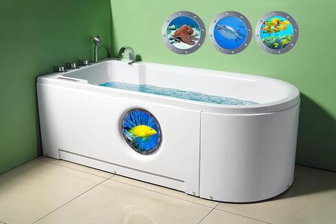 4 PCS Ocean World Wall Window Stickers, 11 Inches Porthole 3D Sea Turtle, Shark, Dolphin Window Sticker Wall Window Decor in Saudi Arabia