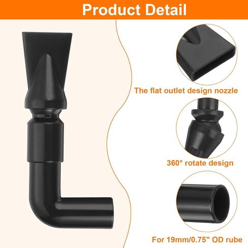 uxcell 1Pcs Aquarium Nozzle, 360°Free Rotate Plastic Aquarium Pump Nozzle, 8mm/0.31" OD Flat Water Outlet Return Pipe Fitting for Aquariums Fish Tanks(Black) in Saudi Arabia