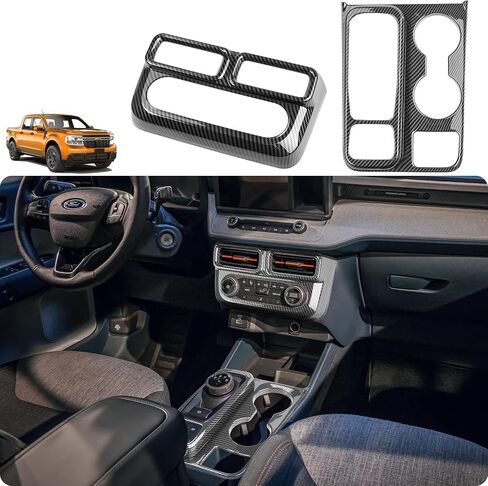 Ecarzo Center Console Gear Shifter Panel Trim for 2022 2023 Ford Maverick Interior Accessories Air Conditioner Decoration Cover Plate, ABS Carbon Fiber in Saudi Arabia
