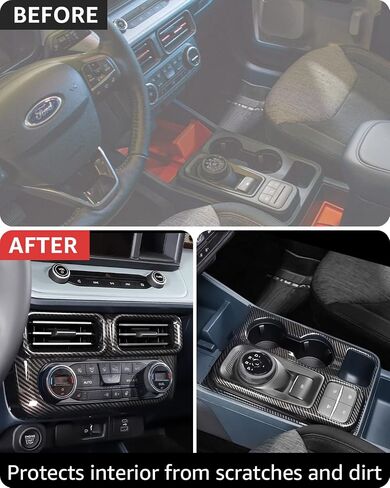 Ecarzo Center Console Gear Shifter Panel Trim for 2022 2023 Ford Maverick Interior Accessories Air Conditioner Decoration Cover Plate, ABS Carbon Fiber in Saudi Arabia