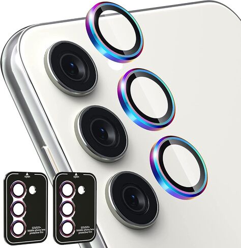 (مجموعتان لواقي عدسة الكاميرا Samsung Galaxy S23 FE، زجاج مقسى فائق النحافة 9H مقاوم للخدش مع حواف من الألومنيوم، غطاء عدسة معدني فردي (اللون) in Kuwait