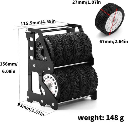 رف تخزين الإطارات حامل العجلات مادة الأكريليك مناسبة لإطارات السيارات RC على الطريق 1/10 1/18 1/24 RC إطار السيارة الزاحف باللون الأسود in Kuwait