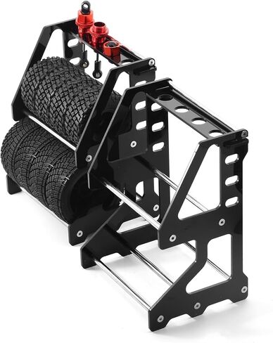 رف تخزين الإطارات حامل العجلات مادة الأكريليك مناسبة لإطارات السيارات RC على الطريق 1/10 1/18 1/24 RC إطار السيارة الزاحف باللون الأسود in Kuwait