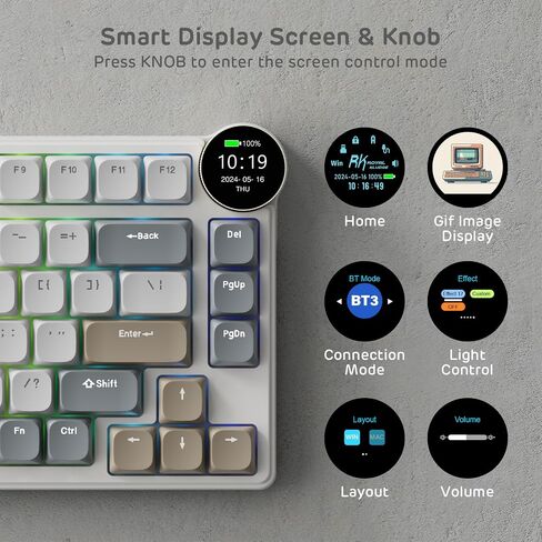 RK ROYAL KLUDGE N80 Low Profile Mechanical Keyboard w/Smart Display Screen in Kuwait