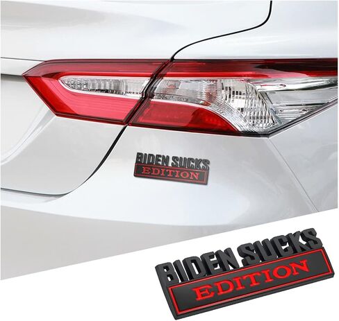 zipelo Biden Sucks Sticker for Car, 3D Auto Anti-Biden Funny Metal Decals, Waterproof Impeach Biden Emblem Sticker for Fender Rear Bumper, Vehicle Door Body Decoration Decal (Black/Red) in Saudi Arabia