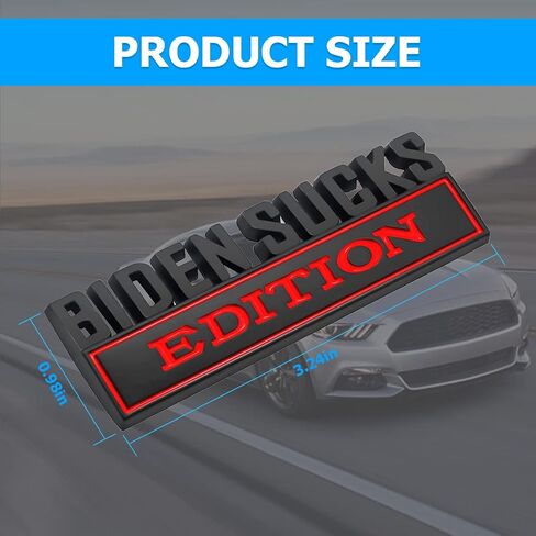 zipelo Biden Sucks Sticker for Car, 3D Auto Anti-Biden Funny Metal Decals, Waterproof Impeach Biden Emblem Sticker for Fender Rear Bumper, Vehicle Door Body Decoration Decal (Black/Red) in Saudi Arabia